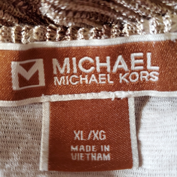 Michael Kors bronze gold metallic knit sleeveless high low sheath dress - Picture 7 of 7